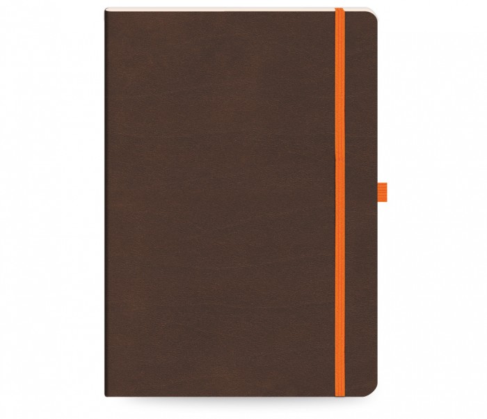 Leather Notebook Ruled Large Brown