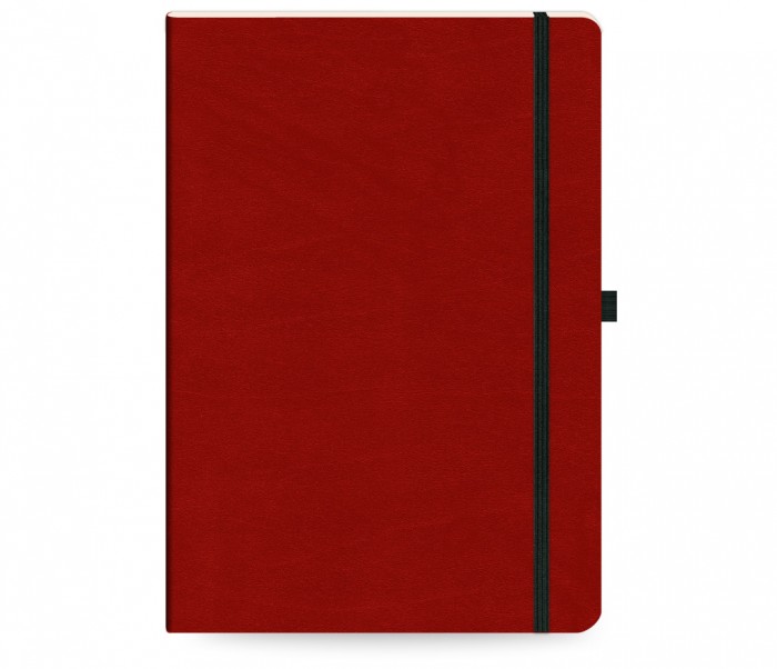 Leather Notebook Ruled Large Red