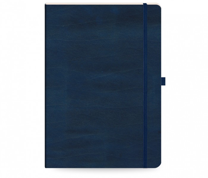 Leather Notebook Ruled Large Blue