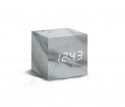 WOODEN CUBE CLICK CLOCK MARBLE WHITE