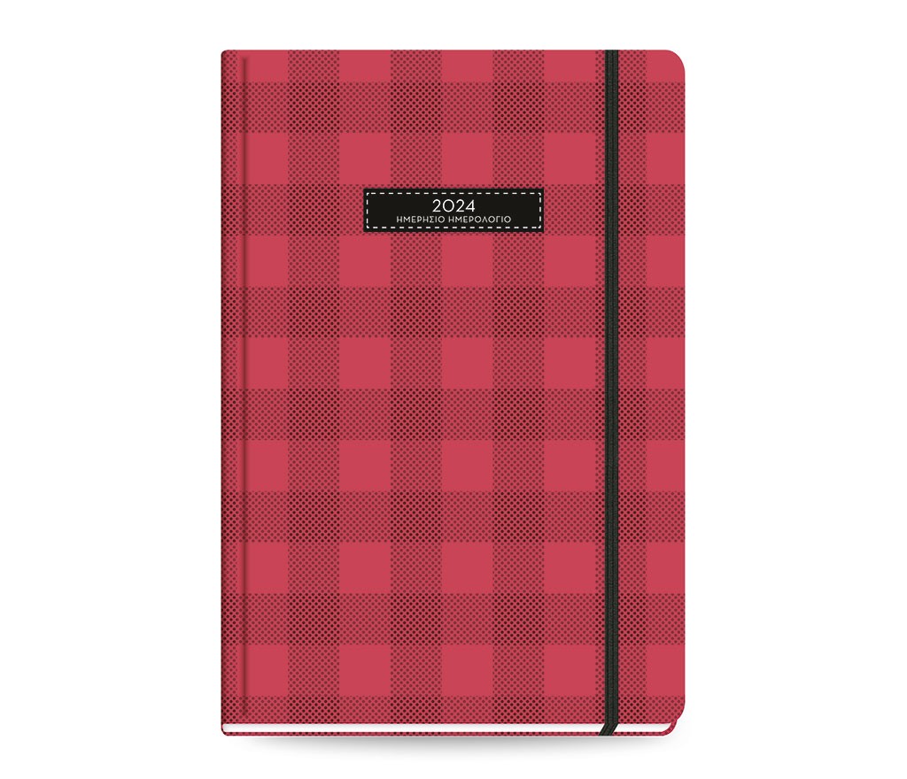 Plaid Daily Diary Large Red
