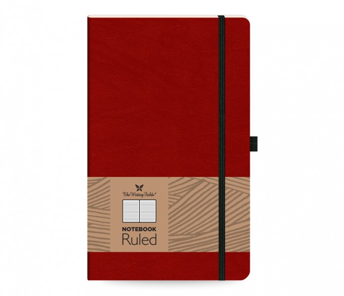 Leather Notebook Ruled Medium Red