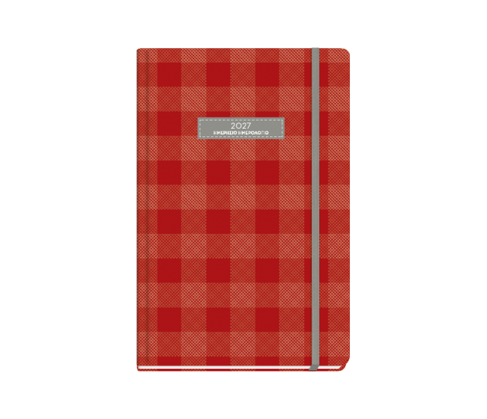 Plaid Daily Diary Medium Red