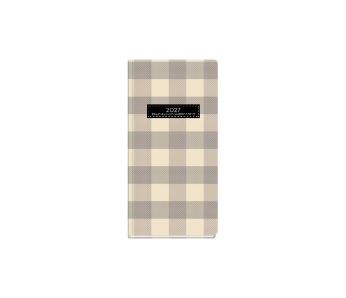 Plaid Weekly Diary Pocket Beige